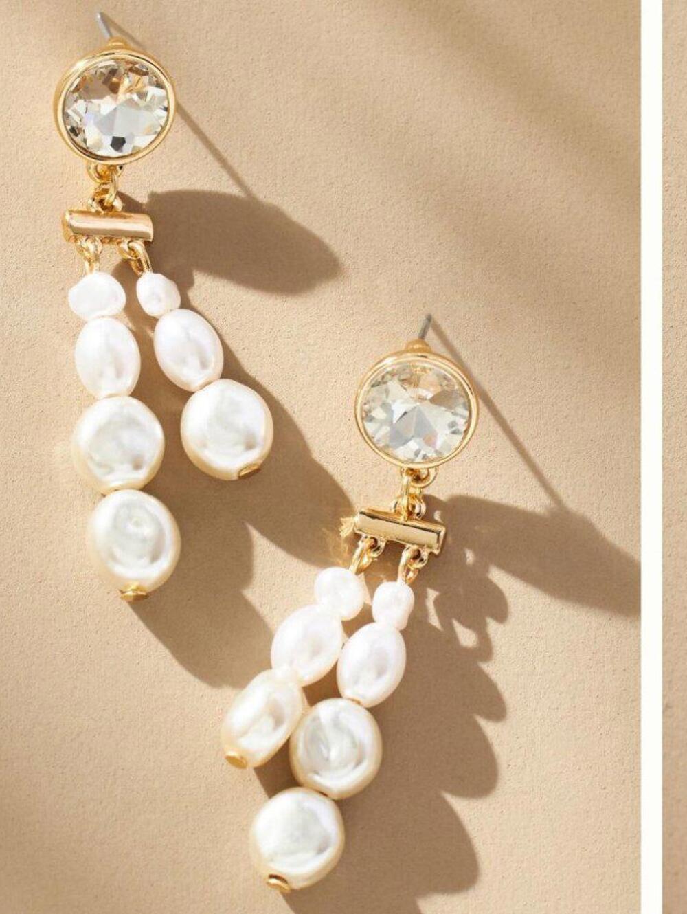 Anthropologie Double Pearl Drop Earrings